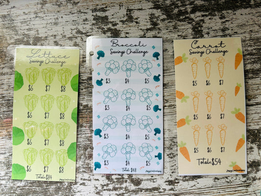 Vegetable Savings Challenge Cash Envelopes