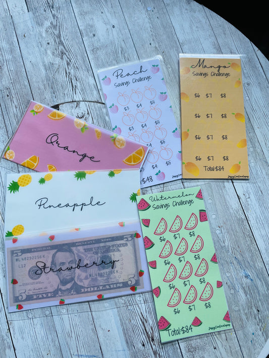 Fruit Savings Challenge Cash Envelopes
