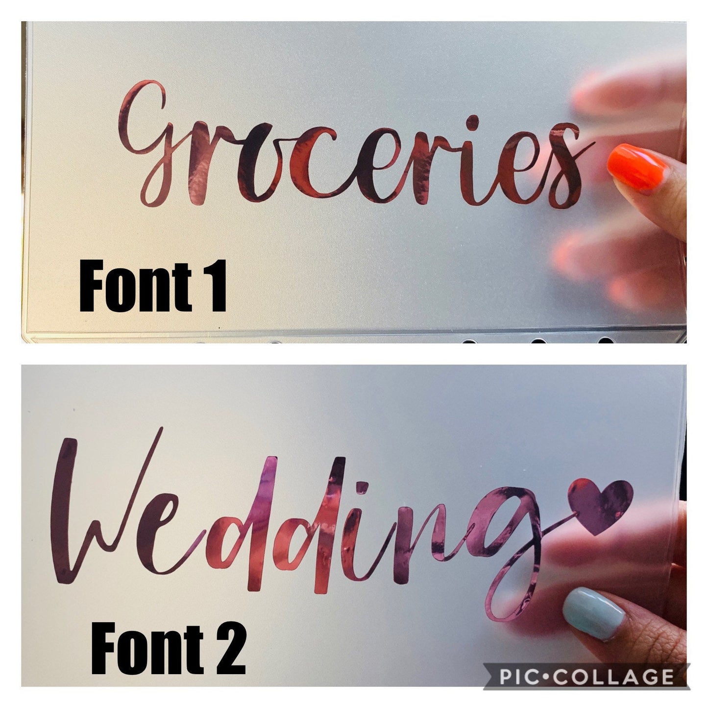 Set of 5 Cash Envelopes, Clear Cash Envelopes, Budget Envelopes, Zippered Envelopes, Rose Gold, Customized Cash Envelopes