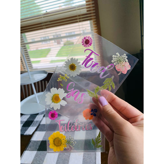 Mini Clear Cash Envelopes, Cash Envelopes with Pressed Flowers, Customized Cash Envelopes, Laminated Cash Envelopes