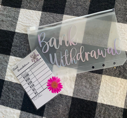 Cash Breakdown, Bank Withdrawal,Cash Zipper Envelopes, Cash Envelope System, Laminated Bank Slips, Budgeting Cards, Bank Teller Slips