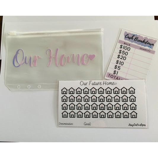 House savings challenge, future home savings, savings tracker, cash envelope, savings challenge bundle