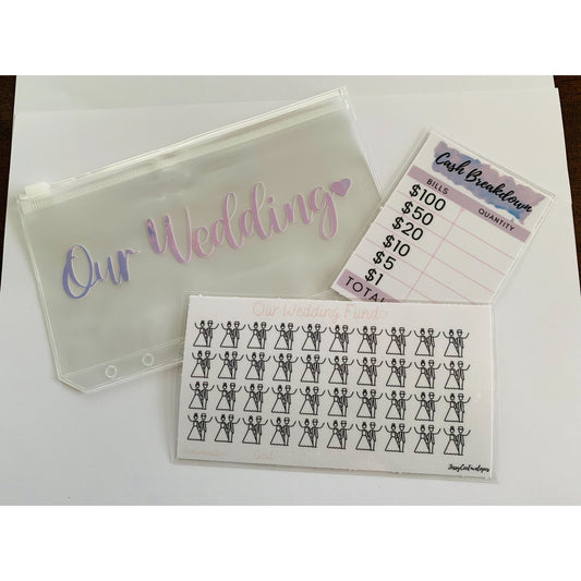 Wedding fund savings challenge, wedding savings challenge, savings challenge bundle, cash envelope, savings tracker
