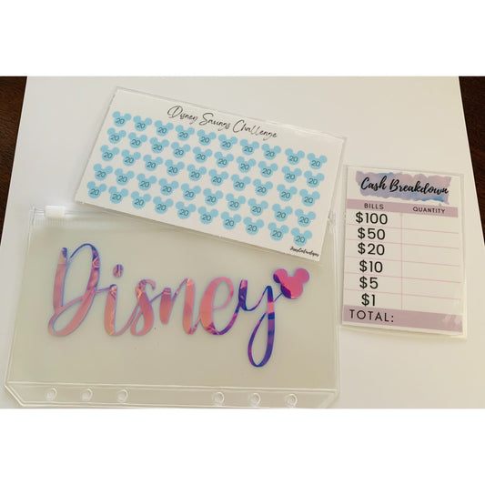 Disney Savings Challenge, savings challenge bundle, savings tracker, cash envelope, Disney vacation