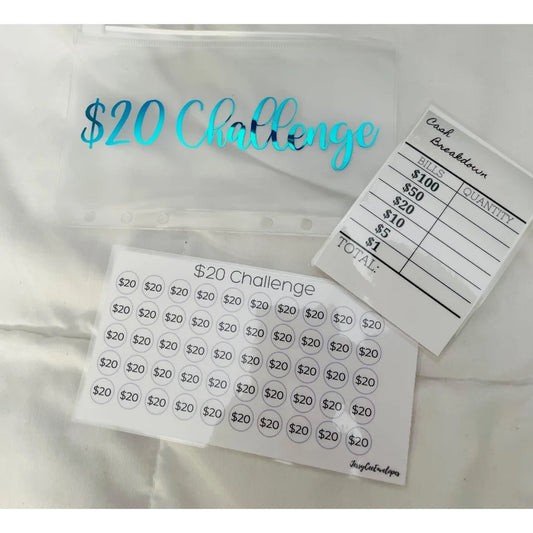 20 dollar savings challenge, savings challenge bundle, savings tracker, cash envelope
