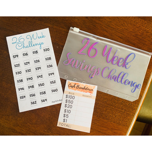 26 week challenge, savings challenge, bundle,savings tracker, cash envelope