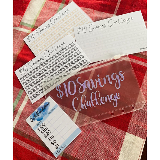 10 dollar Savings challenge, 10 dollar savings tracker bundle, savings challenge