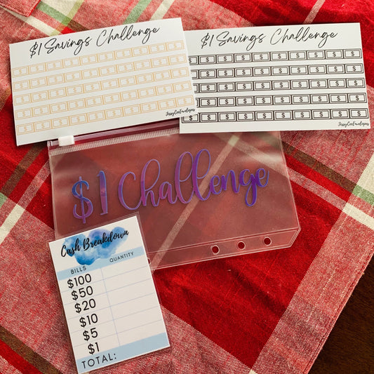 Dollar Challenge, 1 Savings Challenge, Bundle, Savings Tracker, Cash Envelope