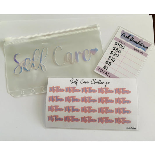 Self Care challenge, savings challenge, savings challenge bundle, cash envelope, savings tracker