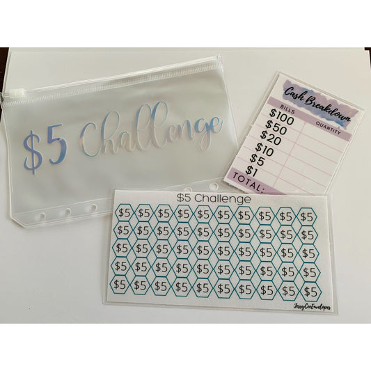 5 savings challenge, five dollar challenge, savings challenge bundle, cash envelope, savings tracker